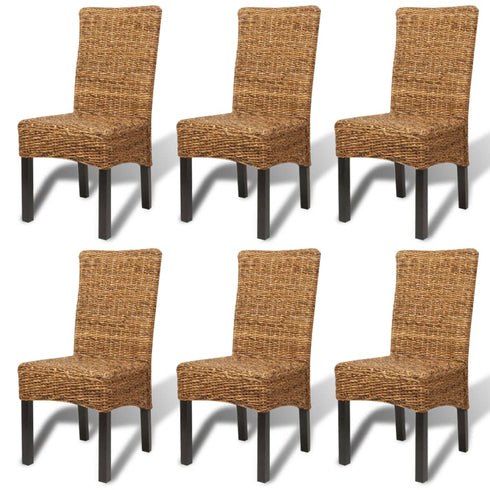 Swen Studio -  Dining Chairs 6 pcs Abaca and Solid Mango Wood